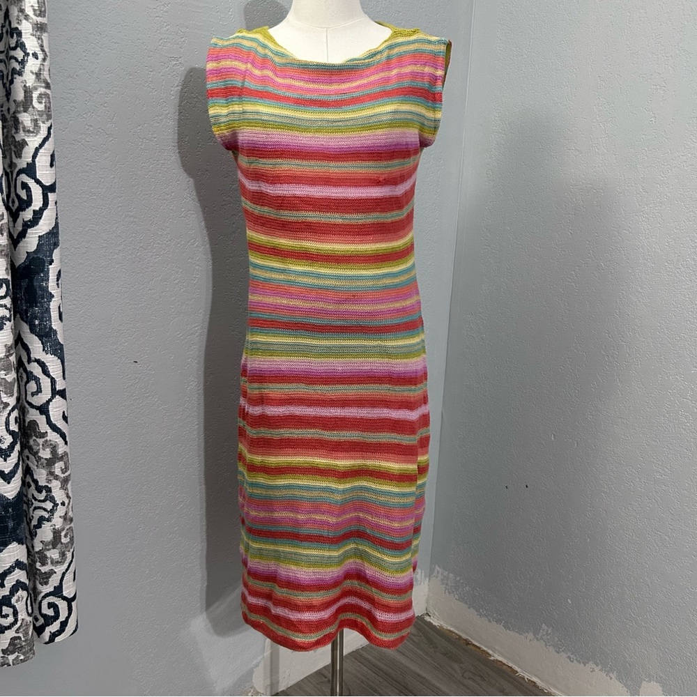 Ralph Lauren Vibrant Multicolor Striped Midi Dress